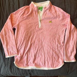 Masters Pink and White Patterned Quarter-Zip Pullover
